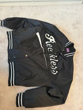 Edikted Black Bomber Jacket with White Script